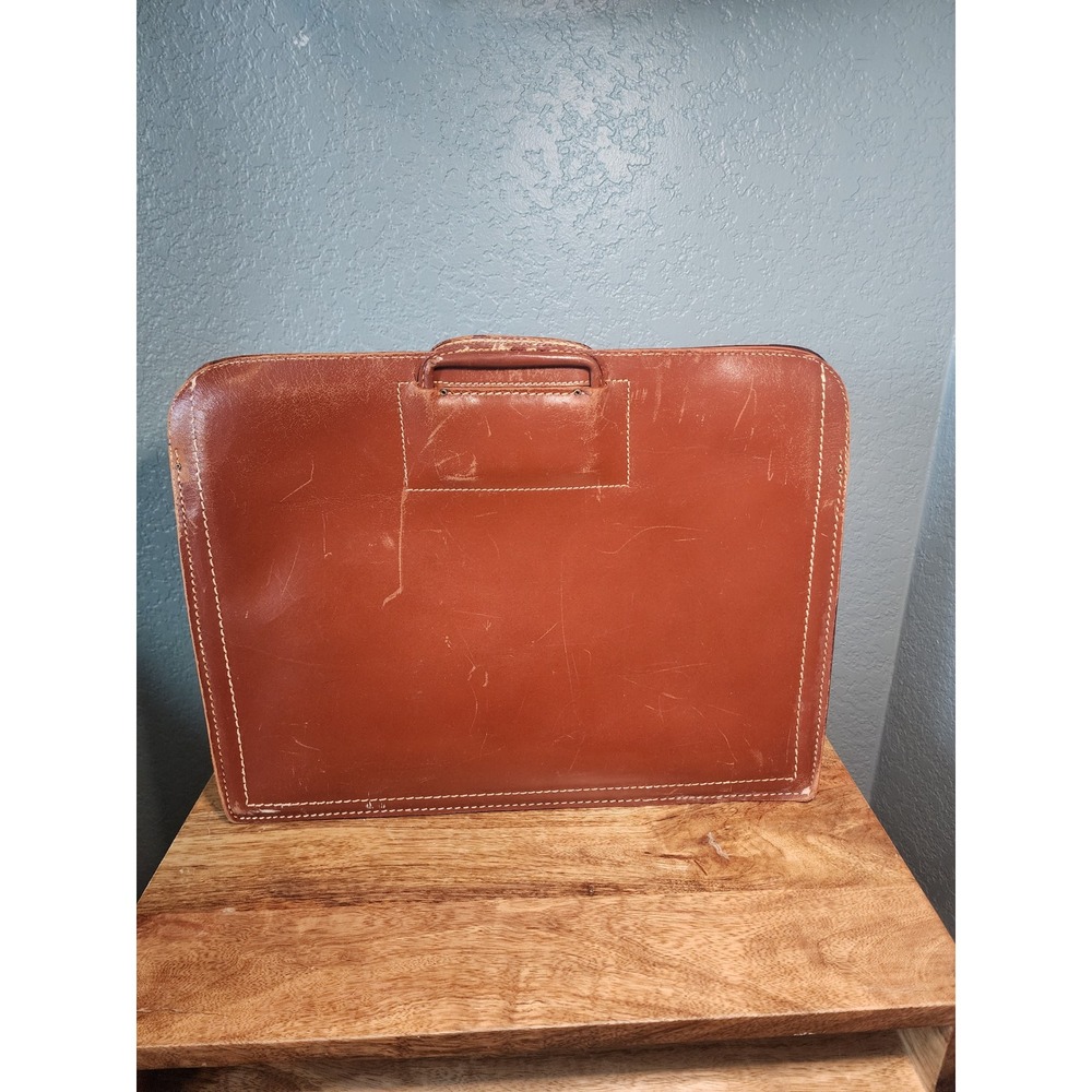 Vintage Rexbilt Brown Leather Briefcase 40s/50s Top Grain Cowhide Talon Zipper